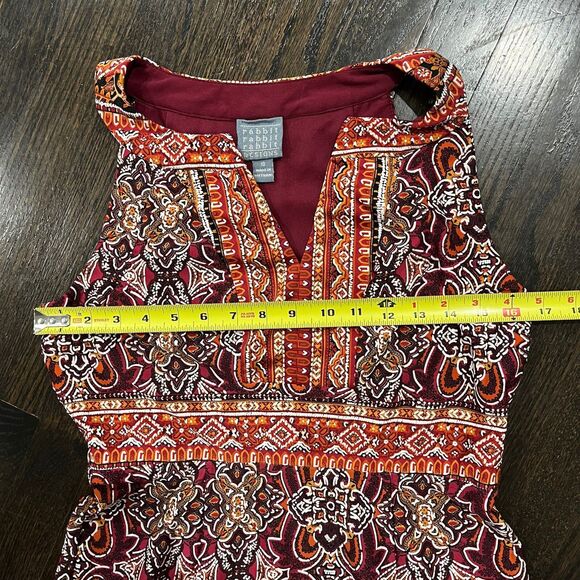 Rabbit Rabbit Rabbit Dress Women’s 10 Red Orange Geometric Sleeveless Maxi - Picture 8 of 9